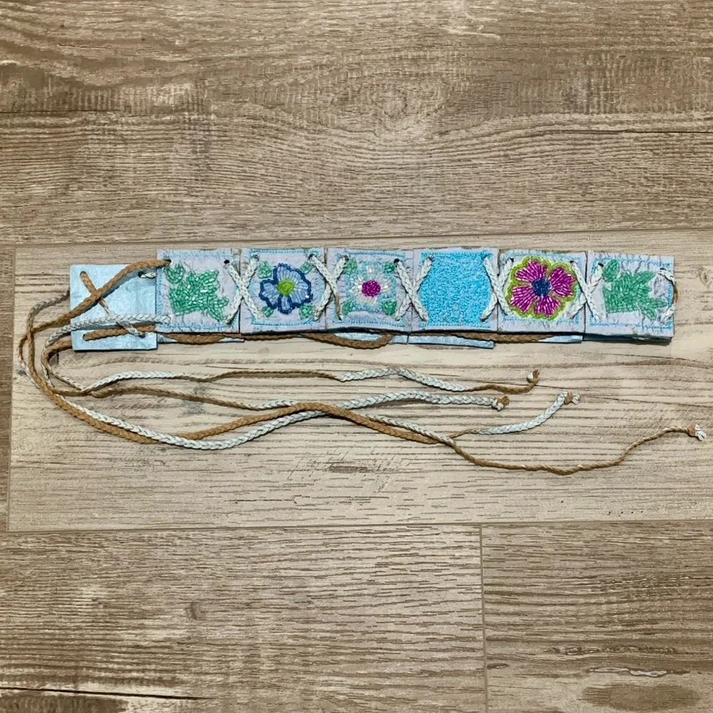 Chan Luu Floral Beaded Belt - Lt Blue - Picture 2 of 11